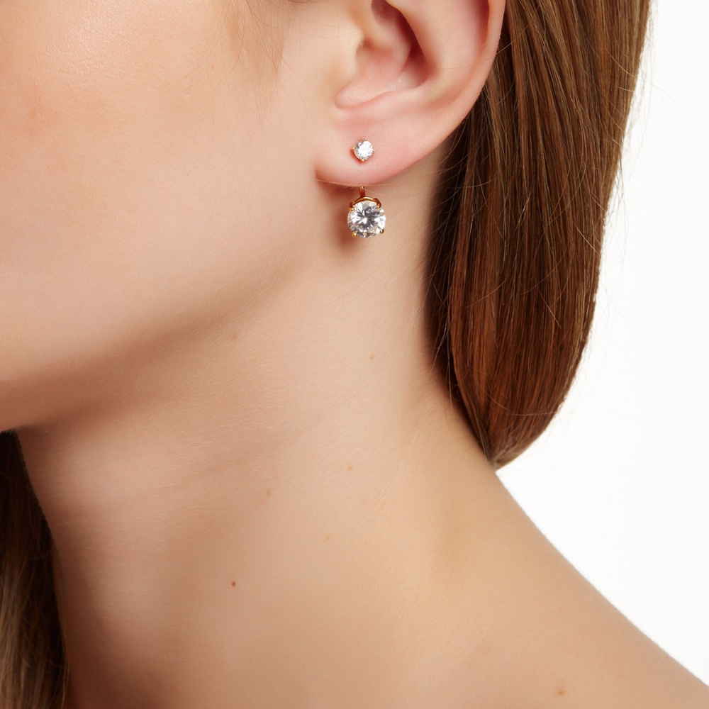 CZ Jacket Earrings - Rose Gold.